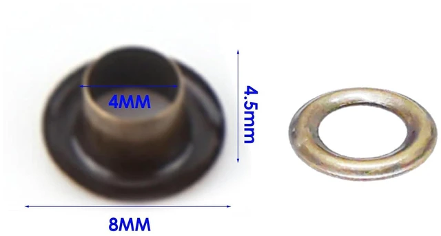 Alt view image 3 of 6 - Antique Brass Eyelet Grommets, Leathercraft Accessory Fasteners Kit with Washers for Repairs Decoration(4mm)