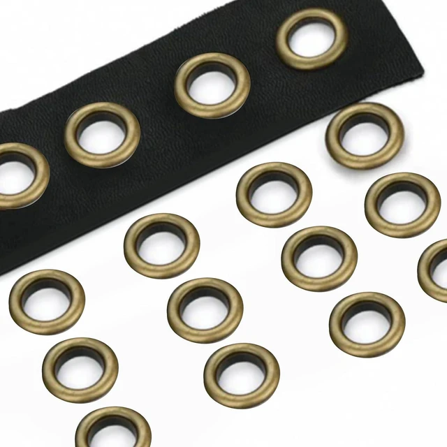 Alt view image 4 of 6 - Antique Brass Eyelet Grommets, Leathercraft Accessory Fasteners Kit with Washers for Repairs Decoration(4mm)