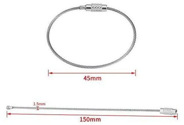 Alt view image 3 of 6 - 20pcs 4.5cm / 1.8inch Wire Keychain Cable Stainless Steel Wire Key Chain Ring Holder Metal Cable Wire Lanyard with Screw Locking Heavy Duty Luggage Tag Keeper for Outdoors Hanging Silver