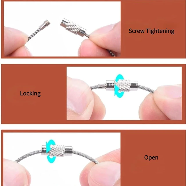 Alt view image 4 of 6 - 20pcs 4.5cm / 1.8inch Wire Keychain Cable Stainless Steel Wire Key Chain Ring Holder Metal Cable Wire Lanyard with Screw Locking Heavy Duty Luggage Tag Keeper for Outdoors Hanging Silver