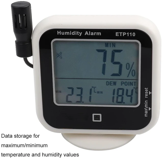 Alt view image 2 of 6 - Walfront ETP110 Pro Digital Hygrometer Thermometer Humidity Temperature Dew Point Monitor for Home Laboratory Greenhouse Lab Grade with Data Storage Alarm