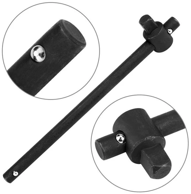 Alt view image 2 of 6 - Walfront Sliding Wrench Breaker Bar T Handle Socket Wrench Heavy Duty Steel With Ergonomic Design (1/2", 357g/12.6oz)