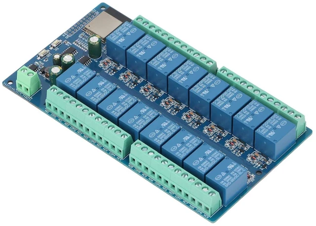 Main image of 16 Channel Relay Module, WROOM-32E WiFi BLE 5-12V DC