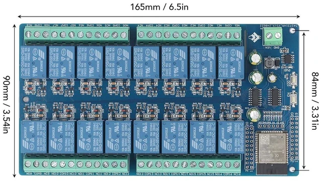Alt view image 4 of 6 - 16 Channel Relay Module, WROOM-32E WiFi BLE 5-12V DC