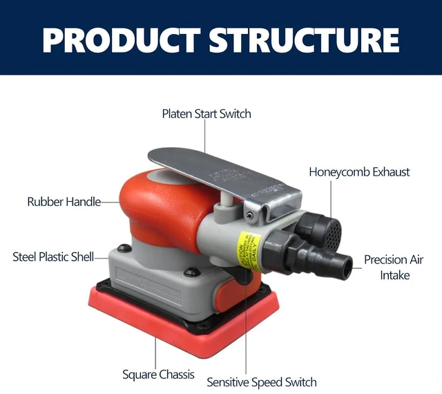 Alt view image 4 of 6 - WALFRONT Pneumatic Sander Sander 10000 RPM Air Orbit Finishing Sanding Tool for Wood Sanding Car Waxing Metal 0.6-0.8Mpa