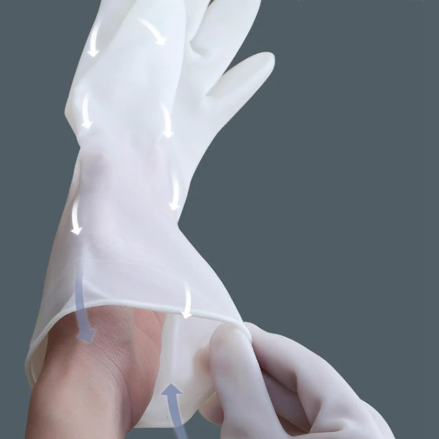 Alt view image 4 of 6 - Walfront Kitchen PVC Household Gloves Reusable Non Slip Washing Gloves