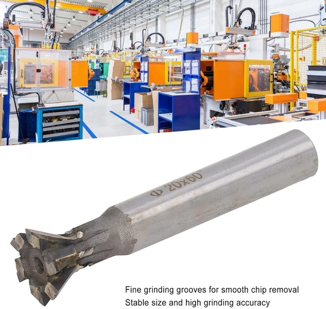Alt view image 4 of 6 - Carbide Dovetail Cutter 60 Degree 6 Flutes 20mm/ 0.8in Slotting Milling Cutter for Metalworking Straight Shank End Mill