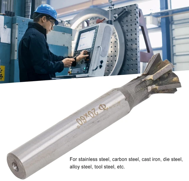 Alt view image 5 of 6 - Carbide Dovetail Cutter 60 Degree 6 Flutes 20mm/ 0.8in Slotting Milling Cutter for Metalworking Straight Shank End Mill