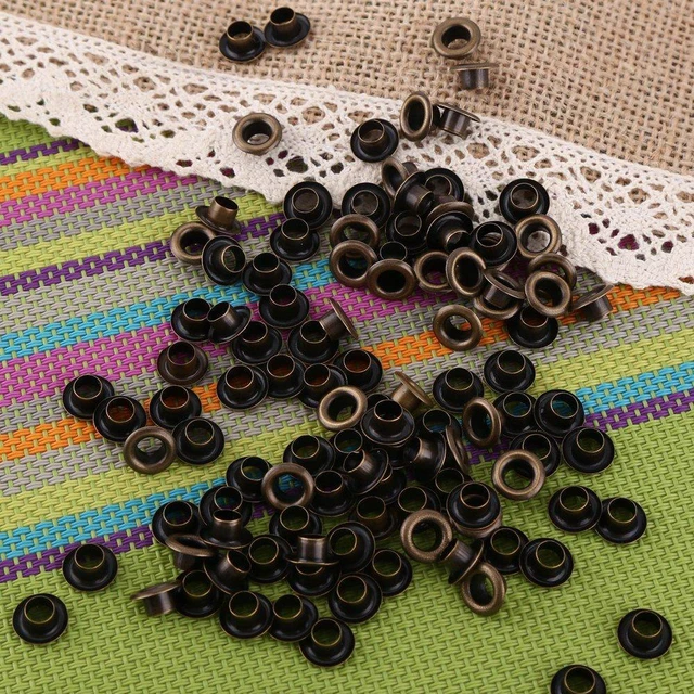 Alt view image 6 of 6 - Antique Brass Eyelet Grommets, Leathercraft Accessory Fasteners Kit with Washers for Repairs Decoration(4mm)