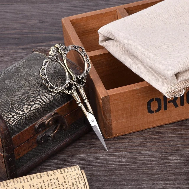 Alt view image 3 of 6 - Antique Vintage Scissor Cutting Embroidery Flower Pattern Scissors Sewing Tool Tailor Scissors Household DIY Sewing Accessories (#1)