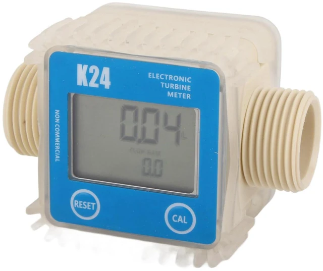 Main image of Walfront K24 Turbine Flow Meter Digital Fuel Flowmeter with LCD Display for Water Chemical Liquids G1 (3.25cm) Male Thread Connection