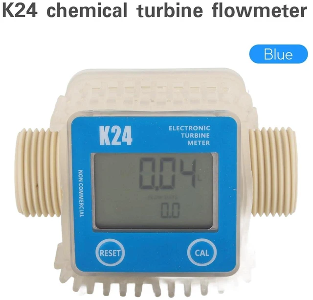 Alt view image 2 of 6 - Walfront K24 Turbine Flow Meter Digital Fuel Flowmeter with LCD Display for Water Chemical Liquids G1 (3.25cm) Male Thread Connection