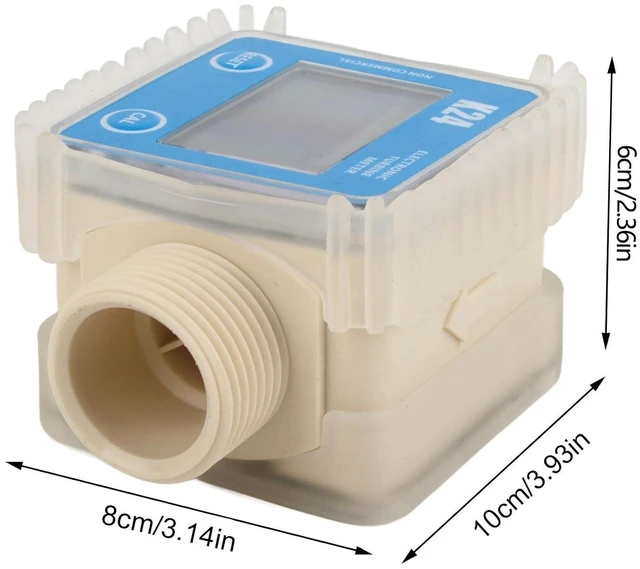Alt view image 3 of 6 - Walfront K24 Turbine Flow Meter Digital Fuel Flowmeter with LCD Display for Water Chemical Liquids G1 (3.25cm) Male Thread Connection