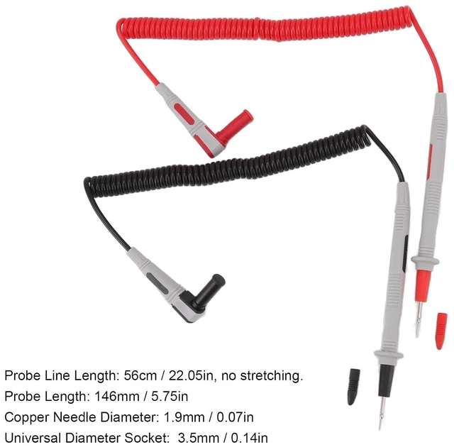 Alt view image 2 of 6 - Digital Multimeter Test Probe Kit 20A 1000V, PU Insulated 56cm Spring Brass Wire Piercing Probes with 3.5mm Universal Socket for Automotive Electrical Circuit Testing