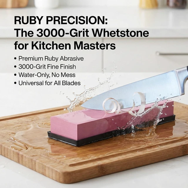 Alt view image 2 of 6 - Knife Sharpening Stone 3000 Grit Sharpener Whetstone Set Ruby Fine Grinding Kitchen Tool Rectangle Sanding Stone Block for Kitchen/Hunting/Pocket Knives or Blade 200 * 50 * 25mm