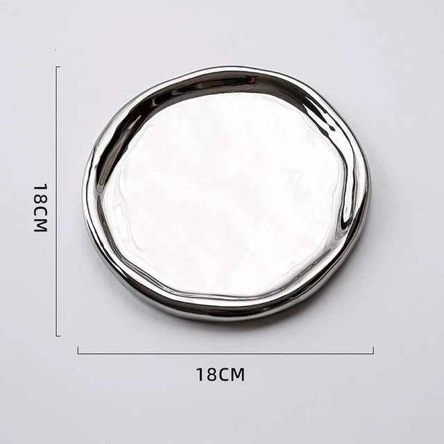 Alt view image 3 of 6 - Walfront Ceramic Jewelry Plate Glossy Jewelry Storage Plate Simple