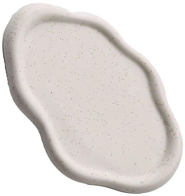 Alt view image 2 of 6 - Walfront Ceramic Jewelry Plate Glossy Jewelry Storage Plate Simple (White