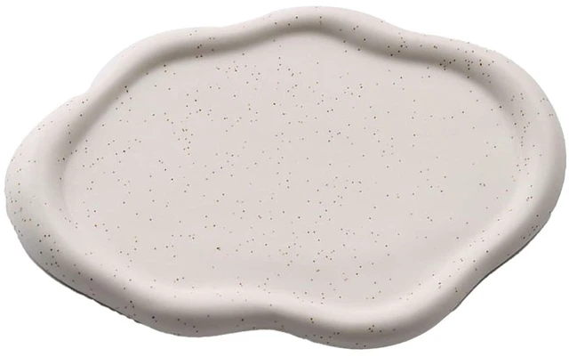 Main image of Walfront Ceramic Jewelry Plate Glossy Jewelry Storage Plate Simple (White