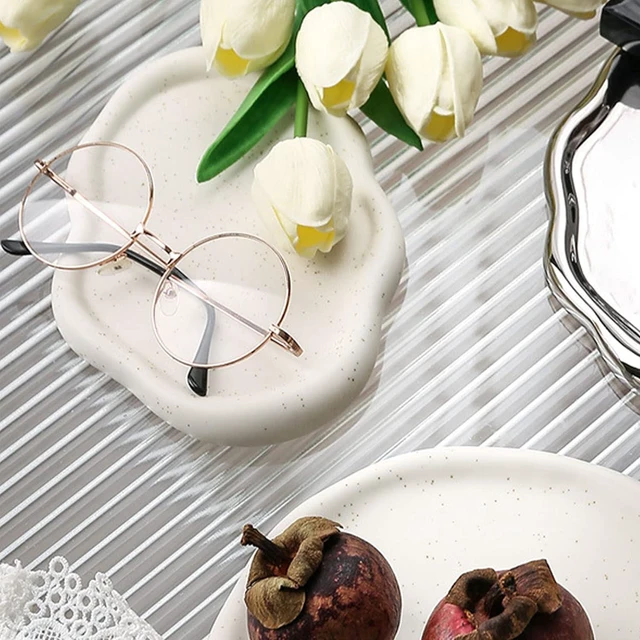 Alt view image 4 of 6 - Walfront Ceramic Jewelry Plate Glossy Jewelry Storage Plate Simple (White