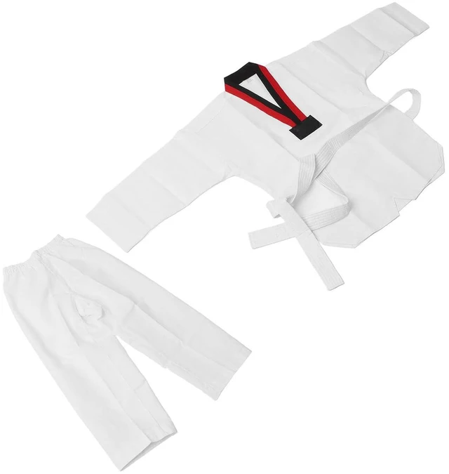 Alt view image 2 of 6 - Walfront White Taekwondo Uniform for Kids Cotton Dobok Set with Belt