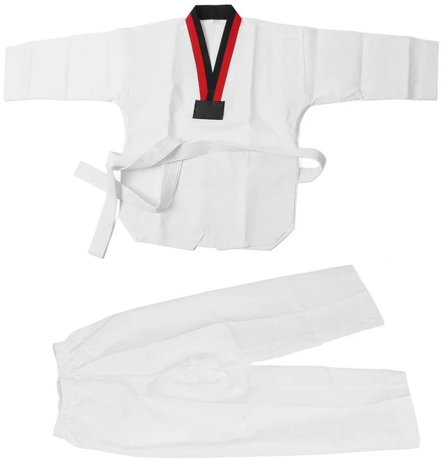 Main image of Walfront White Taekwondo Uniform for Kids Cotton Dobok Set with Belt