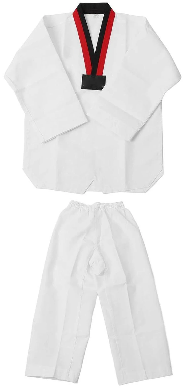 Alt view image 5 of 6 - Walfront White Taekwondo Uniform for Kids Cotton Dobok Set with Belt