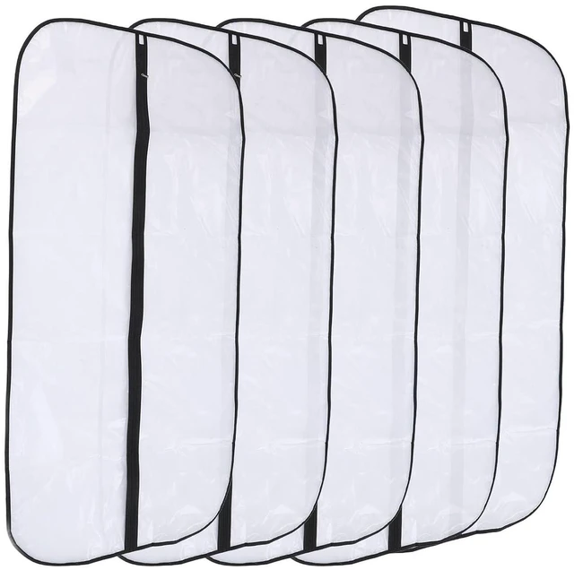 Alt view image 4 of 6 - WALFRONT Clear Garment Bags, Washable Plastic Clothes Covers for Hanging Storage, Zippered Dust Proof Suit Bags 5 Pack 23.6 X 47.2in for Closet Shirts Jackets Sweaters Suits