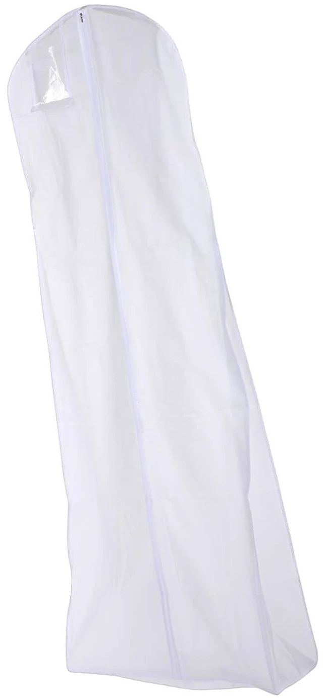 Alt view image 2 of 6 - WALFRONT Wedding Dress Garment Bag, PEVA Double Layer Bridal Gown Bag, 31 X 14 in Wide Base, Breathable Dust Cover for Full Skirt Trains Bridesmaid Pageant Closet Storage