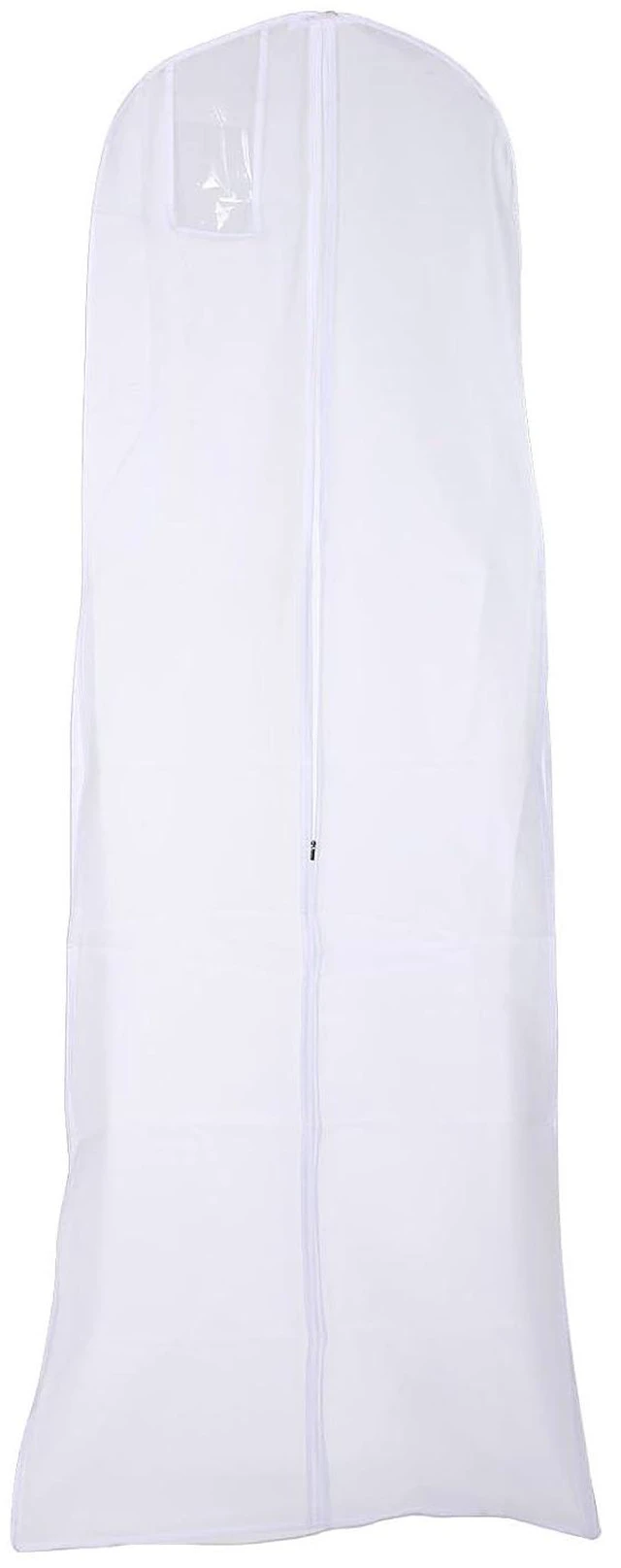 Alt view image 3 of 6 - WALFRONT Wedding Dress Garment Bag, PEVA Double Layer Bridal Gown Bag, 31 X 14 in Wide Base, Breathable Dust Cover for Full Skirt Trains Bridesmaid Pageant Closet Storage