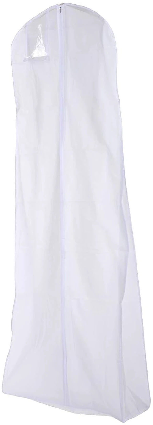 Alt view image 4 of 6 - WALFRONT Wedding Dress Garment Bag, PEVA Double Layer Bridal Gown Bag, 31 X 14 in Wide Base, Breathable Dust Cover for Full Skirt Trains Bridesmaid Pageant Closet Storage