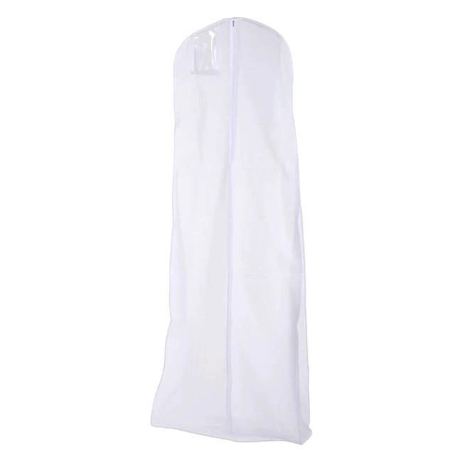 Alt view image 5 of 6 - WALFRONT Wedding Dress Garment Bag, PEVA Double Layer Bridal Gown Bag, 31 X 14 in Wide Base, Breathable Dust Cover for Full Skirt Trains Bridesmaid Pageant Closet Storage