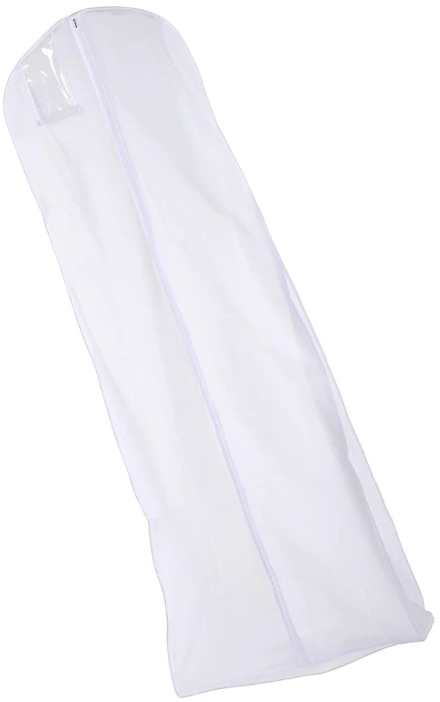 Alt view image 6 of 6 - WALFRONT Wedding Dress Garment Bag, PEVA Double Layer Bridal Gown Bag, 31 X 14 in Wide Base, Breathable Dust Cover for Full Skirt Trains Bridesmaid Pageant Closet Storage