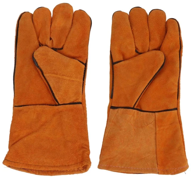 Alt view image 6 of 6 - Walfront Garden Safety Gloves, Cowhide Stab Work Gloves Mid Length 12.6 X