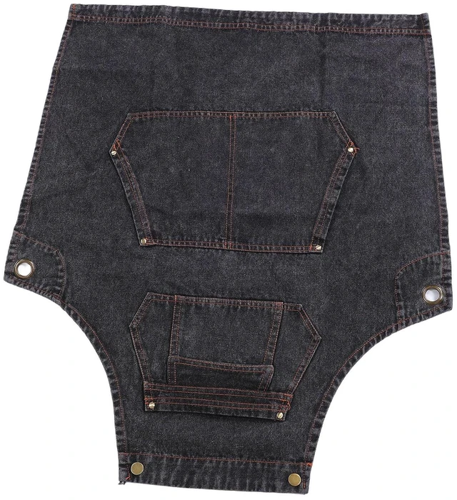 Alt view image 2 of 6 - Walfront Crossback Denim Apron with 2 Pockets and Reinforced Grommets, Adjustable X Strap Design for Men Women Chef Hair Stylist Potters