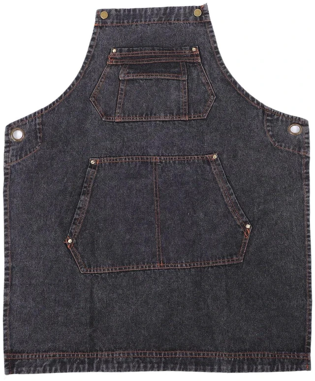Main image of Walfront Crossback Denim Apron with 2 Pockets and Reinforced Grommets, Adjustable X Strap Design for Men Women Chef Hair Stylist Potters