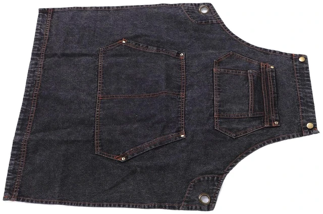 Alt view image 3 of 6 - Walfront Crossback Denim Apron with 2 Pockets and Reinforced Grommets, Adjustable X Strap Design for Men Women Chef Hair Stylist Potters