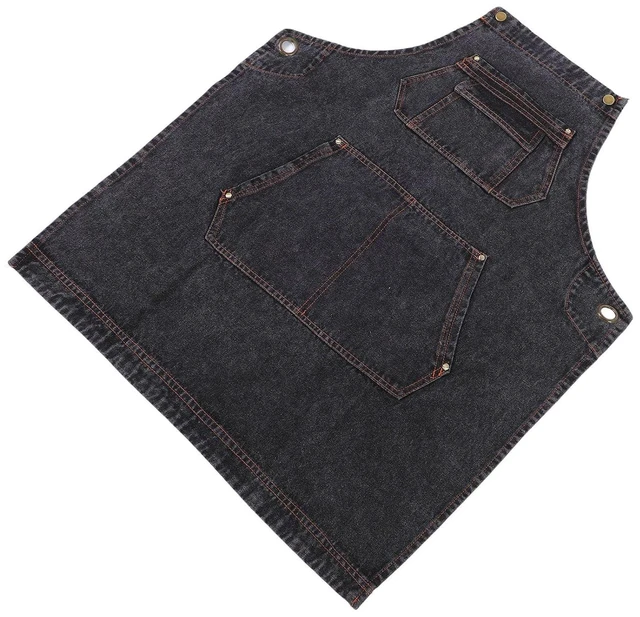 Alt view image 5 of 6 - Walfront Crossback Denim Apron with 2 Pockets and Reinforced Grommets, Adjustable X Strap Design for Men Women Chef Hair Stylist Potters