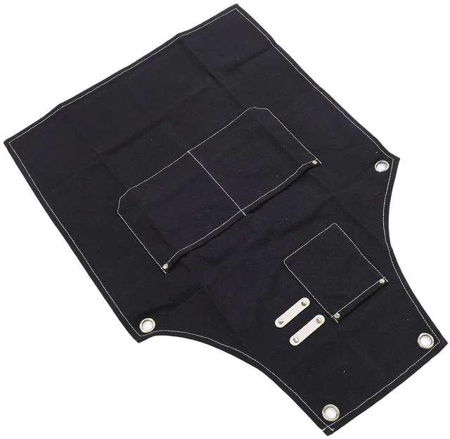 Alt view image 3 of 6 - Walfront Work Apron with Tool Pockets, Thick Canvas Crossback Apron Adjustable Straps Brass Grommets 30.7x22.4in for Workshop Welding Gardening