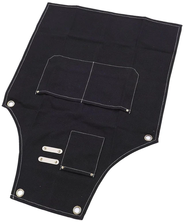 Alt view image 5 of 6 - Walfront Work Apron with Tool Pockets, Thick Canvas Crossback Apron Adjustable Straps Brass Grommets 30.7x22.4in for Workshop Welding Gardening