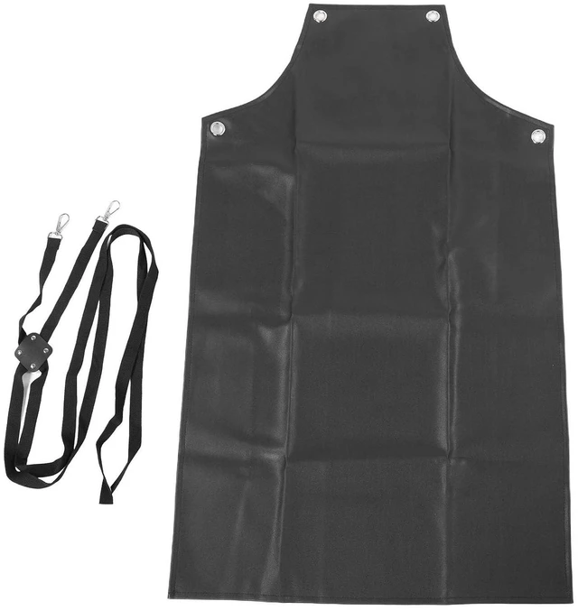 Alt view image 6 of 6 - Walfront PU Bib Apron inch with Crossed Back Straps Adjustable Strap for Dishwashing Pet Grooming Kitchen