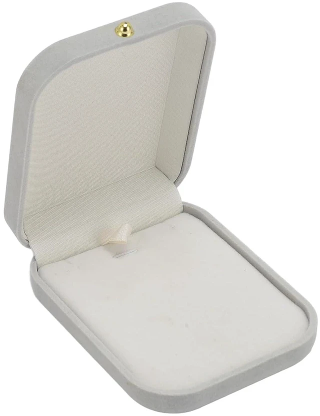 Alt view image 3 of 6 - Walfront Jewelry Gift Box Flannel Lined Ring Case Light Gray Compact Storage Box with Soft Cushioning Snug Fit Lightweight Design for Travel Proposal Wedding Birthday Women Men (Pendant)