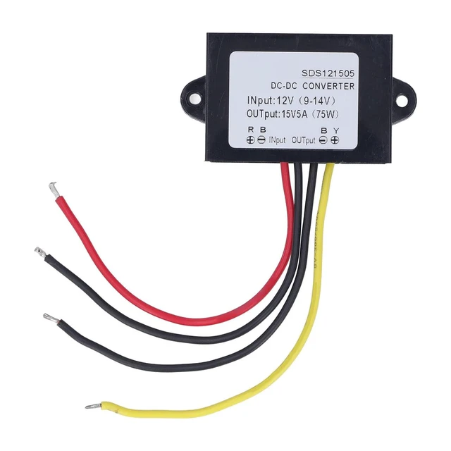 Alt view image 2 of 6 - WALFRONT 12V to 15V Boost Converter, PP Resin Sealed DC to DC Step Up Module 75W 5A IP67 96% Efficiency with Protection for Electrical Equipment Outdoor Use