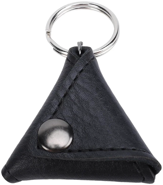 Alt view image 2 of 6 - Walfront Leather Keychain Pouch Guitar Pick Holder Keychain Purse with Premium Button Closure for Travel Storage (Black)