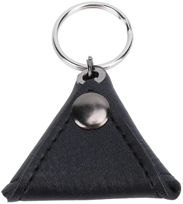 Alt view image 3 of 6 - Walfront Leather Keychain Pouch Guitar Pick Holder Keychain Purse with Premium Button Closure for Travel Storage (Black)