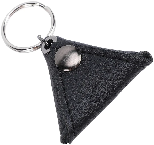 Alt view image 4 of 6 - Walfront Leather Keychain Pouch Guitar Pick Holder Keychain Purse with Premium Button Closure for Travel Storage (Black)