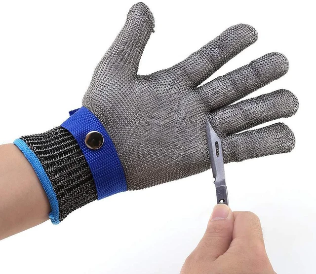 Alt view image 2 of 6 - Walfront Cut Gloves Stainless Meat Cutting Glove for Food Prep Kitchen Meat Cutting Protective Protection Grade 5