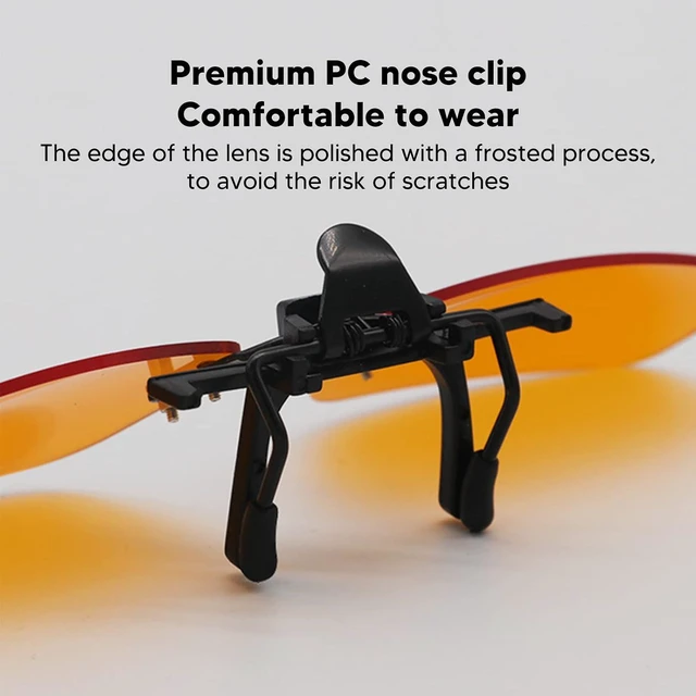 Alt view image 6 of 6 - Walfront Clip On Glasses Blue Light Blocking Anti Eye Strain Orange Glasses 180 Degree Vertical Flip for Comfort Relaxation