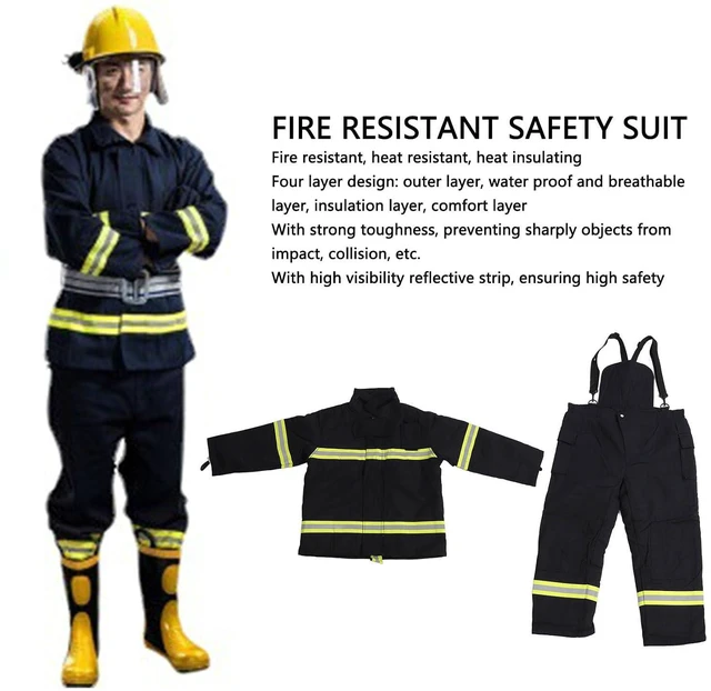 Alt view image 2 of 6 - Walfront Fire Resistance Safety Suit High Visibility Safety Suit with Reflective Strips