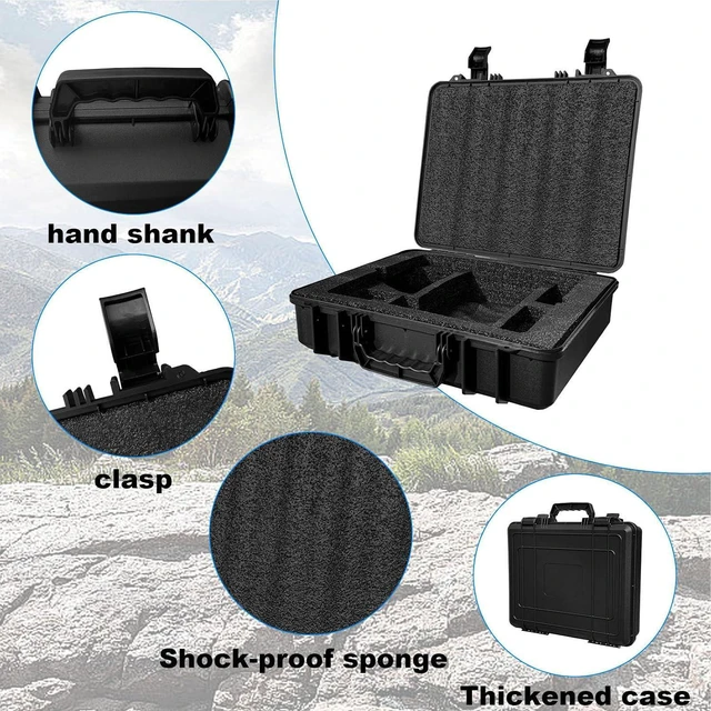 Alt view image 3 of 6 - Walfront Satellite Travel Case Satellite Protective Travel Case for Mini with Shock Proof Water Proof ABS Shell Foams Compartments Lockable Holes for Camping