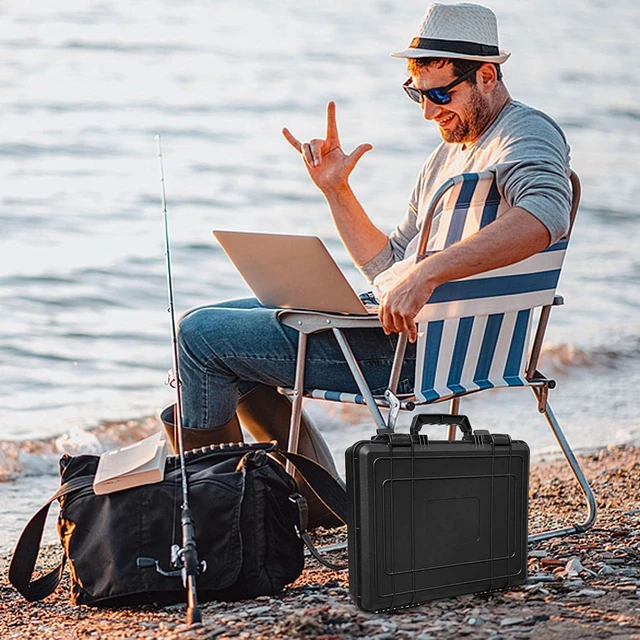 Alt view image 6 of 6 - Walfront Satellite Travel Case Satellite Protective Travel Case for Mini with Shock Proof Water Proof ABS Shell Foams Compartments Lockable Holes for Camping